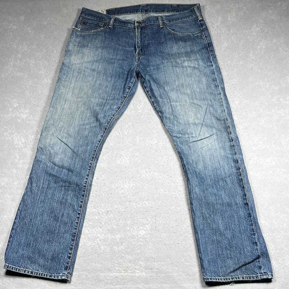 Polo Ralph Lauren Jeans Mens Size 38 Blue Stretch Stains Pockets Inseam 31